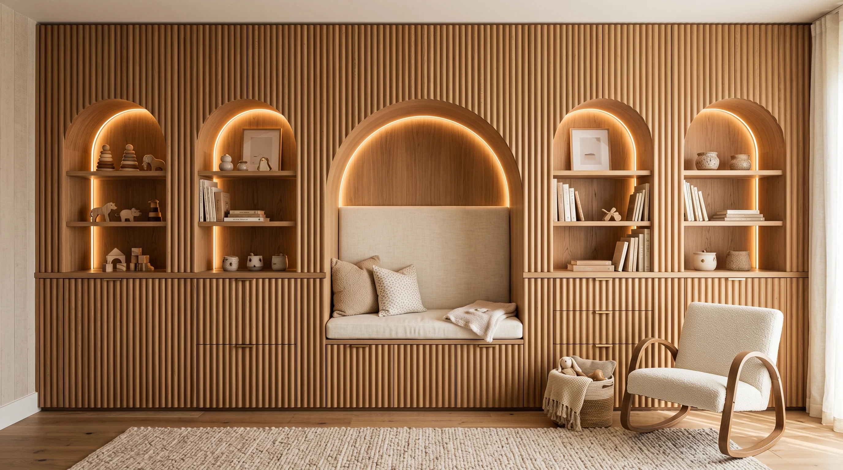 Padded tactile acoustic wall panels in Al Rayyan estate bedroom